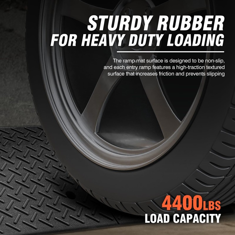 DNA MOTORING 7.7" Rise Rubber Curb Ramp Heavy Duty Loading