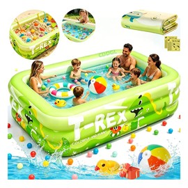 CDDGL Alberca Inflable Dinosaurios Grande Piscina Tre Nivele Con Accesorios,rectangular 18013056cm Ideal Para Toda La Familia Color Verde Alta