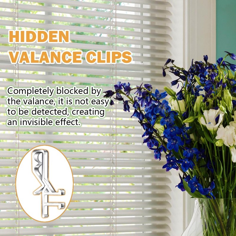12 PCS Hidden Channel Valance Clips, 1-7/8inch Clear Plastic Blinds