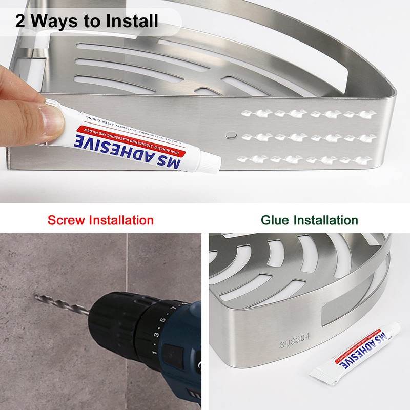 NearMoon Bathroom Shower Caddy 2 Pack, No Drill 304 Stainless