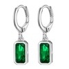 Suplight Tiny Cute 925 Sterling Silver Emerald Cut Birthstone Hoop