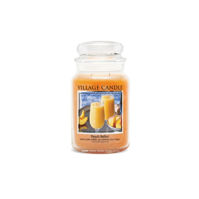 Village Candle Peach Bellini, Large Glass Apothecary Jar, Scented Candle