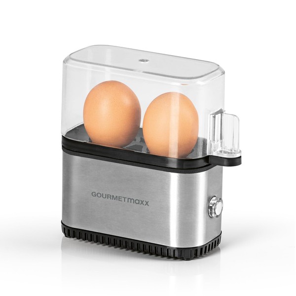 GOURMETmaxx Designer Egg Cooker for 2 Eggs | The Perfect Breakfast Egg Without Much Effort and Energy Saving, Easy Operation Including Measuring Cup | BPA Free and Compact