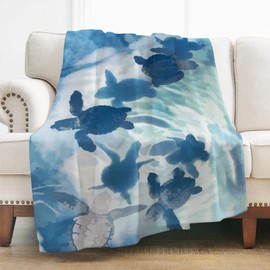 Levens Sea Turtle Throw Blanket Gifts for Women Girls, Ocean Animal Decor for Couch Bed Sofa Travelling, Birthday Christmas Soft Cozy Plush Microfiber Lightweight Blankets for Kids Adults 50"x60"