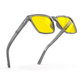 Goiteia Night Driving Glasses-Blue Light Glasses for Men, Yellow Glasses for Rainy, Anti Glare from Front/Rear Headlight