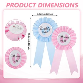 Mabor 2Pcs Mommy and Daddy To Be Badge Pin, Mom & Dad to be Pin New Dad Mom Gifts New Parent Gifts Rosette Buttons Brooch Baby Shower Decorations Party Celebration