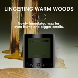 Hinoki Fantôme Scented Candles for Men and Women - 8.5 oz - Soy, Coconut Wax Candle Blend - Aromatic Candles for Home with Japanese Cypress, Jasmine and Smoked Amber - 50-Hour Burn - Cotton Wick