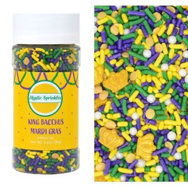Mystic Sprinkles King Bacchus Mardi Gras Sprinkle Mix 3.4oz Bottle