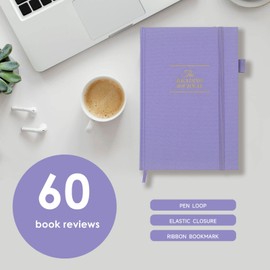 Elegant Reading Journal - Review and Track Your Reading Progress with 60 Book Reviews - Book Journal Reading Log Journal with Pen Holder & Back Pocket - Gift for Book Lovers and Readers (Lavender)