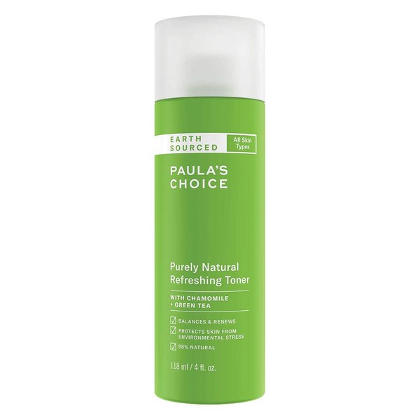 Paula's Choice EARTH SOURCED Facial Toner - Gel Toner Moisturises the Skin - Make Up Remover with Green Tea & Chamomile Extract - All Skin Types - 118 ml