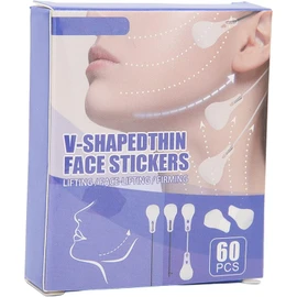 60 uds cinta de estiramiento facial, parche de levantamiento de cara en V impermeable, pegatina adhesiva para cuello de banda de levantamiento, para belleza facial de mujer