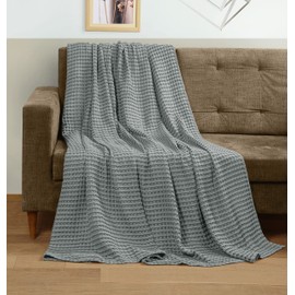 Utopia Bedding Cool Grey 100% Cotton Waffle Blanket 300 GSM [Throw - 60x50 Inch] Soft Lightweight Breathable Bed Blanket for All Season