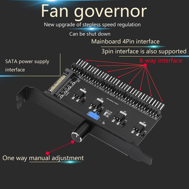 SinLoon PC 8 Channels Fan Hub Knob Cooling Fan Speed
