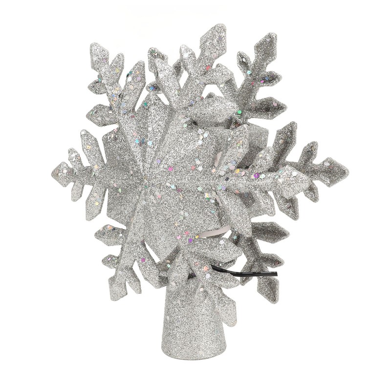 Silver Snowflake Christmas Tree Topper Lighted 3D PVC Christmas Tree