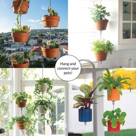 SkyPots — Three Pack, Pot Hanger Kits + Accessories - Hang and Connect Your Clay Pots, Stainless Steel - Indoor Outdoor - Connectable Hanging Planter Vertical Garden w/Drainage for Healthy Plants