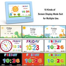 SINOIDEAS 7-Inch Kids' Digital Alarm Clock,Children's Sleep Trainer with Remote Control & Custom Reminder Function