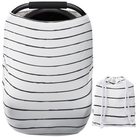 Baby Car Seat Covers Neutral Super Soft Stretchy and Breathable Nursing Covers for Newborns with Storage Bag Cute White with Black Hand Drawing Stripes by Arnzion