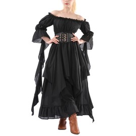 CR ROLECOS Victorian Dress Women's Very Elegant Dress Many Styles Renaissance Dress Women Gothic Witch Dress Medieval Wedding Dress, black