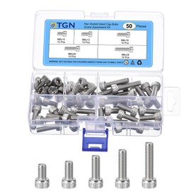 DTGN 50Pcs M6 Metric Screw Assortment, M6 Bolts Socket Head Screws, 304 Stainless Steel M6x10/12/16/20/25mm Hex Socket Head Cap Screws Bolt Set for 3D Printing DIY