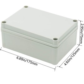 Zulkit Junction Box ABS Plastic Dustproof Waterproof IP67 Junction Boxes Universal Electrical Project Enclosure DIY Electronic Project Box Grey 6.89 x 4.92 x 2.95 inch (175 x 125 x 75 mm)