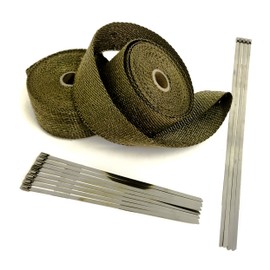 Titanium LAVA High Temperature Header Exhaust Pipe Insulation Wrap Kit: 2 Rolls LAVA 1/16" x 2" x 25' with Stainless Steel Ties kit EXTREME high temperature wrap up to 3000°F- Thermal Zero