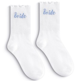 Etercycle Bride Ruffle Socks, Something Blue Gift Bride To Be Sock, Cute Frilly Ankle Socks Engagement Wedding Bridesmaid Gifts Bachelorette Party Decorations Honeymoon Essentials For Bridal