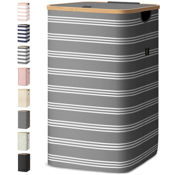 BALEINE Laundry Hamper with Lid, Tall Laundry Baskets with Bamboo