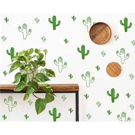 Melissalove 92pcs/Set Cactus Wall Stickers for Kids Room DIY Vinyl Wall Art Decals Baby Nursery Home Decor JW572 (Lime-Tree Green)