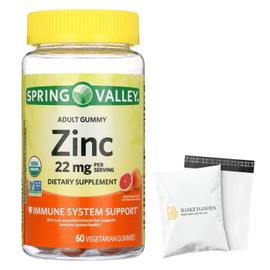 Spring Valley Zinc, zinc Gummies 22mg, Immune System Support, Zinc Supplement Gummies, Grapefruit, 60 Count - Set by Basket Goods