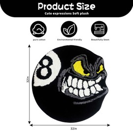 HYPEECE Angry 8 Ball Rug, 32" Cool Rugs 8 Ball Hypebeast Rug, Black Round Rug for Bedroom, Flocking Soft Aesthetic Rug for Living Room Decor, Y2k Rug, Hypebeast Room Decor (32"x32")