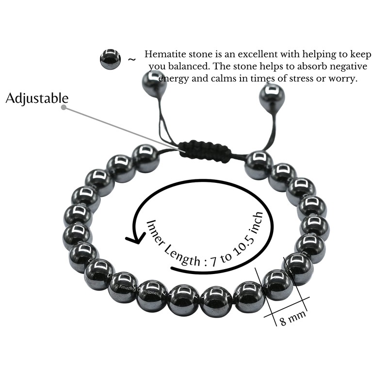 Hematite Bracelet for Women Men's Gifts - Protection Healing Crystal