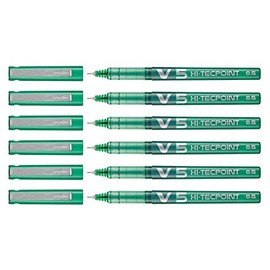 PILOT Set of 6 Hi-Tecpoint V5 Rollerball Pens Fine Point Greenaa
