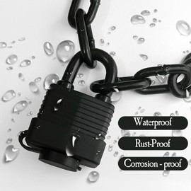 Outdoor Waterproof Padlock,Heavy-Duty Stainless Steel Weathproof Lock with Key for Gate,Fence,Motorcycles,Bike,1 Pack(Black)