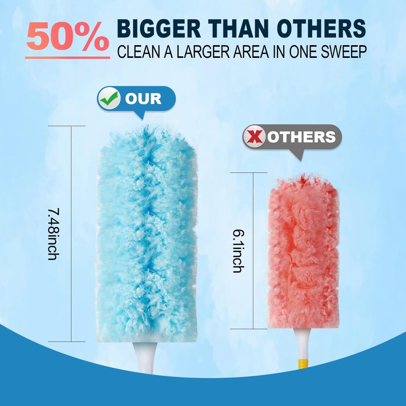 50Pcs Duster Refill Compatible with Swiffer Hand Duster +4FT Extended