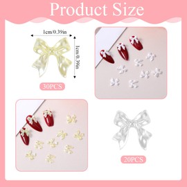 Piriuuo Gold Bow Nail Charms, 3D Silver Gold Nail Charms Cute Gold Charms for Nails Supplies DIY Decoration Accessories (Gold, Silver)