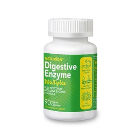 NATURION NATURION Digestive Enzyme Multiplex - Multi Enzymes, Probiotic 12 Strains & Prebiotic for Digestive Health, Bloating & Gut Health - Mealtime Discomfort Relief - 90 Vegan Capsules, 90 Day Supply
