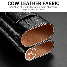 CIGARLOONG 3-Finger Leather Cigar Case Set,Portable Cedar Wood Lining Cigar Case with Stainless Steel Cigar Cutter,Great Gift Kit (Brown)