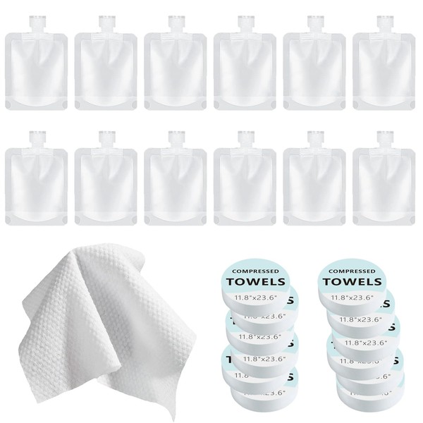 Travel Bottles Kit for Toiletries with Compressed Towels, TSA Approved
