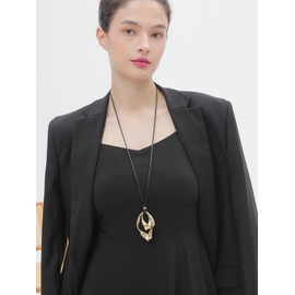 GelConnie Boho Leather Cord Pendant Necklaces Double Circle Leather Necklace Black Choker With Gold Pendant Ethnic Style