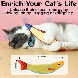 AdoPet Fish-Shaped Cat Toys – Soft Plush Chew Toys for Indoor Cats, Durable Kicker Toys for Interactive Play, Promotes Exercise and Mental Stimulation – 3 Pack