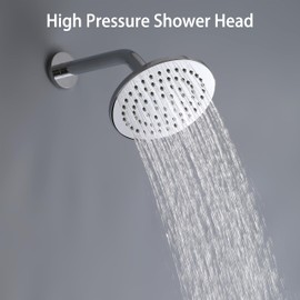 Generic All Metal 6 Inch Rain Shower Head,2.5 GPM High Flow Round Showerhead,High Pressure Single Function In Wall Shower,Chrome,Thread NPT