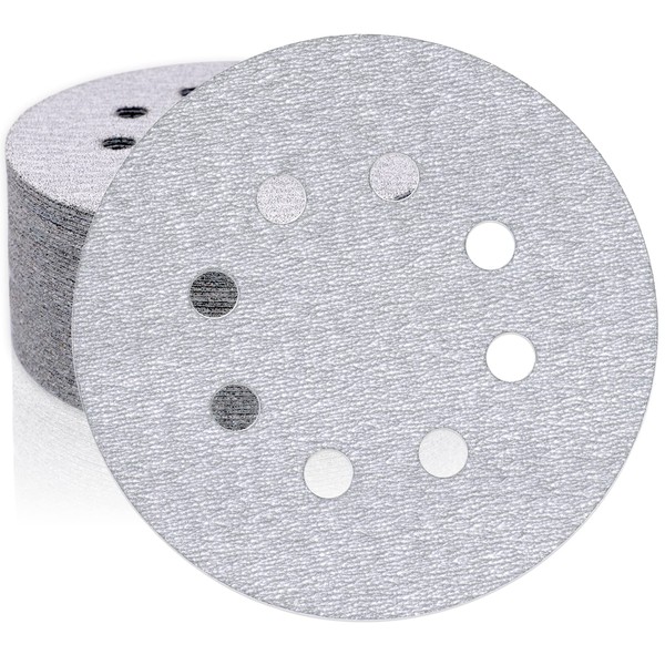 HWXINIE Sander Paper, 4.9 inches (125 mm), Round Sanding Disc, #180, 50 Pieces, Magic Type, Disc Paper, 8 Holes, Sandpaper for Electric Sander, Metal Polishing, Woodworking, DIY Work, Car Polishing