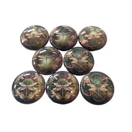 Twisted R Design Cabinet Knobs, Knobs for Kitchen Cabinets and Drawers, 1.5" Round Dresser Knobs (Set of 8 Dragonfly Wood Knobs) (Pink and Green Dragonfly)