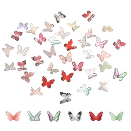 CoCud Mini Resin Butterflies, 0.31" Length, Resin Miniature Dollhouse Accessories Multi-Colored - (Applications: for Crafts Nail Art Fairy Micro Landscaping Ornament) 50-Pieces