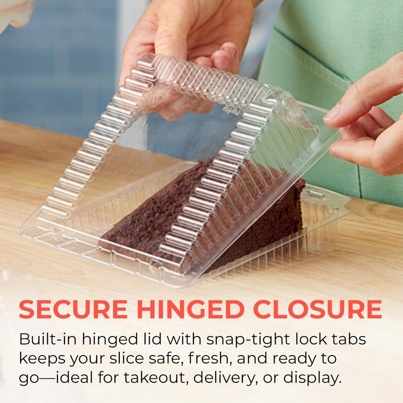 Sideways Cake Slice Containers with Hinged Lids – 30 Pack,