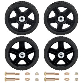 CheeMuii 4 Pcs 7 Inch Lawn Mower Wheels 4 Pack 7" Push Mower Wheels with Bolts and Lock Nuts Kit Fit for Most Standard push Lawn Mowers/Generator/Garden Tiller/Handtruck