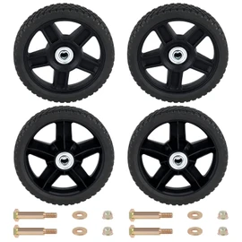 CheeMuii 4 Pcs 7 Inch Lawn Mower Wheels 4 Pack 7" Push Mower Wheels with Bolts and Lock Nuts Kit Fit for Most Standard push Lawn Mowers/Generator/Garden Tiller/Handtruck