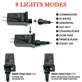 OZS 2PACK 164ft 400LED Extendable Color Changing Christmas String Lights Indoor/Outdoor, Waterproof 8 Modes Multicolor Christmas Tree Lights for Garden Christmas Decorations (Multicolor Light)