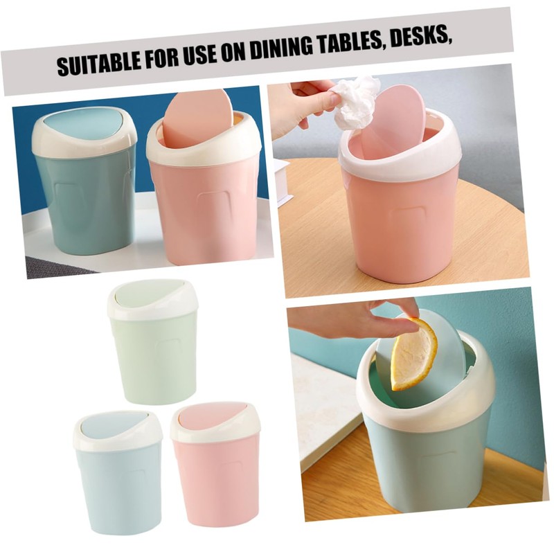 NOLITOY 3Pcs Mini Desktop Trash Can Cute Wastebasket for Office