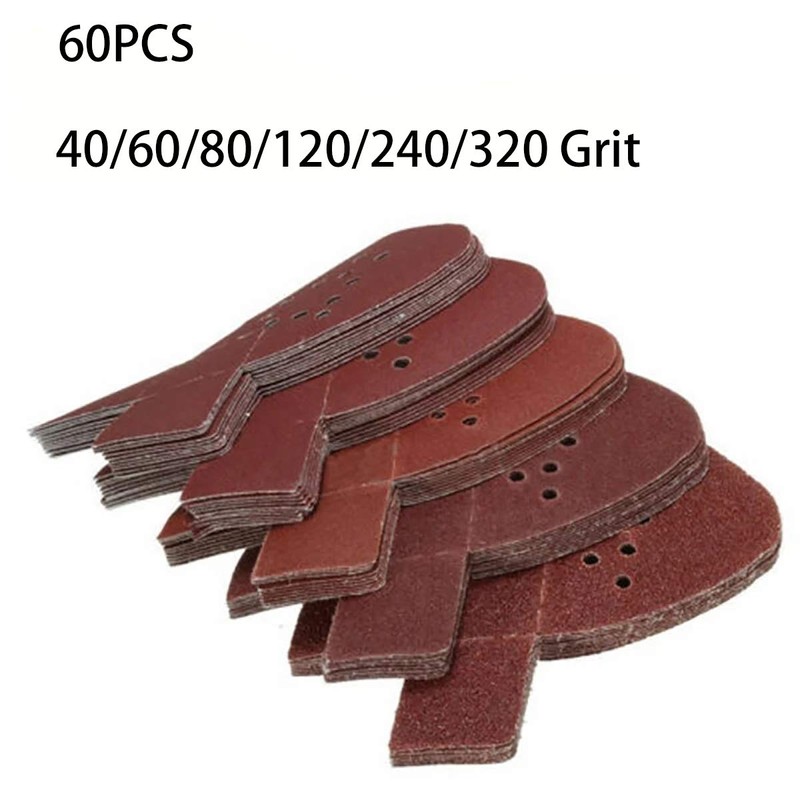ExcInter 60 PCS 12 Hole Sanding Sheets for Mouse Sanders